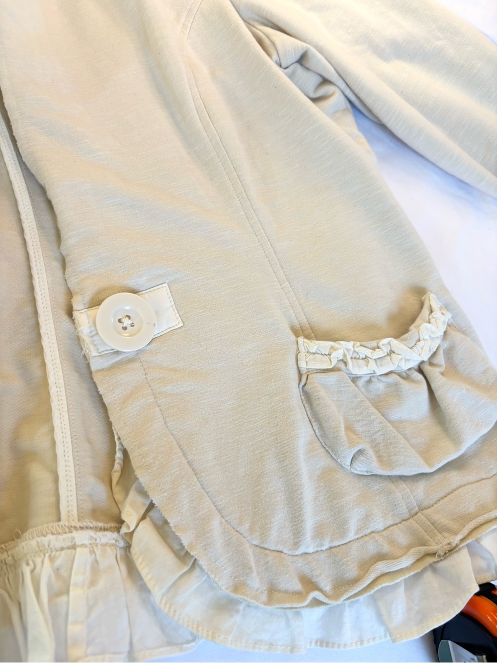 Women’s Cream Ruffle-Trim Jacket - Picture 5 of 9